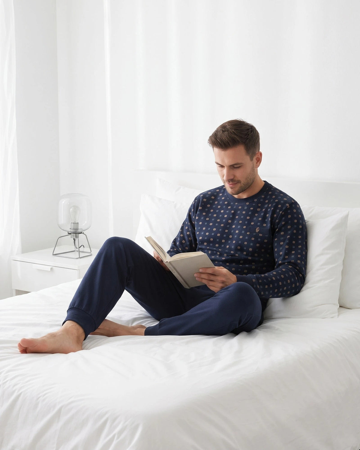 Jorn Cocks Paul Hopkins pyjama heren lange mouw - Blue inca