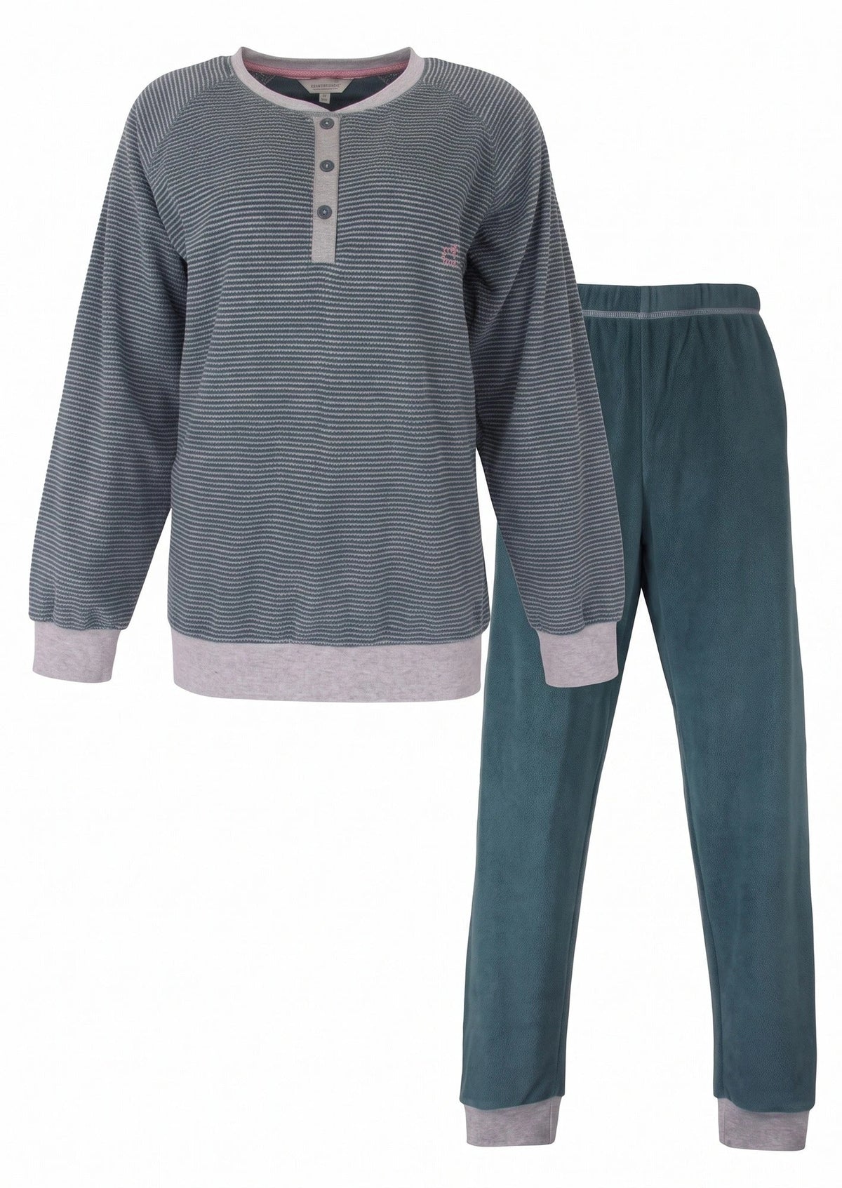 Jorn Cocks Tenderness dames pyjama Badstof - Knoopsluiting - Petrol