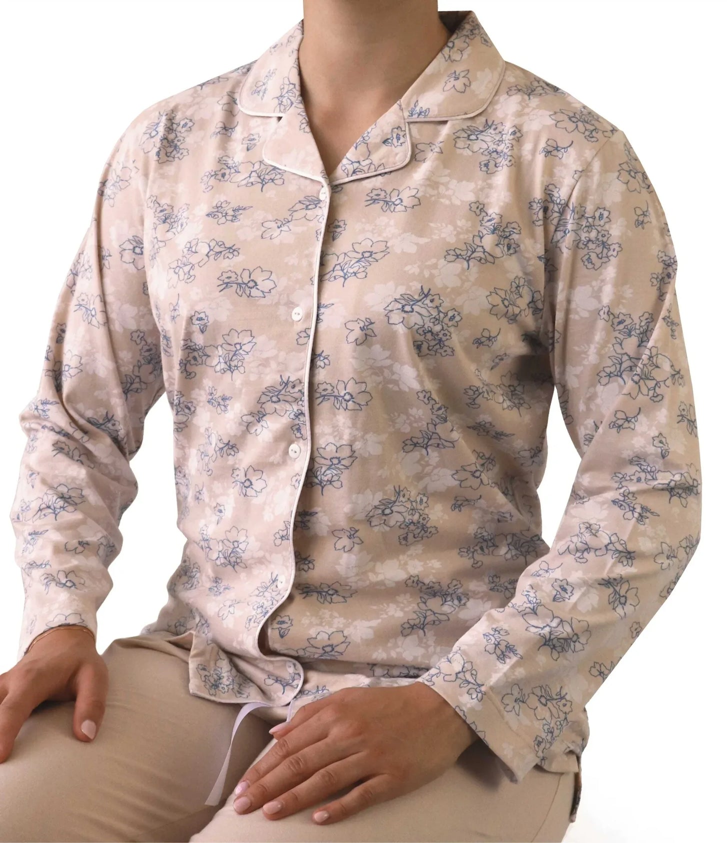 Jorn Cocks Tenderness dames pyjama - Doorknoop knoopsluiting - Beige