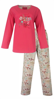Jorn Cocks Tenderness dames pyjama Tricot lange mouw - Pink Flower