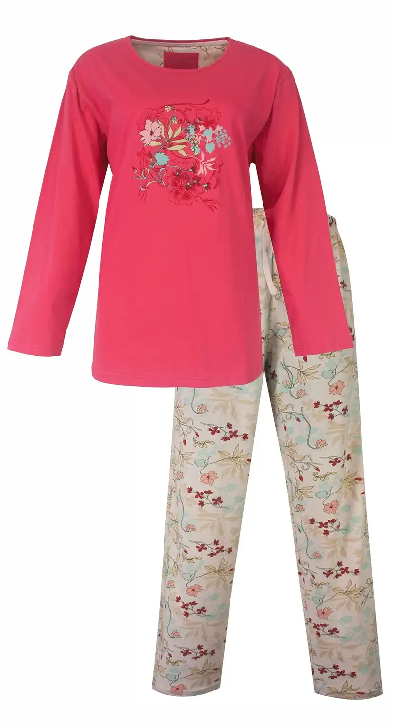 Jorn Cocks Tenderness dames pyjama Tricot lange mouw - Pink Flower