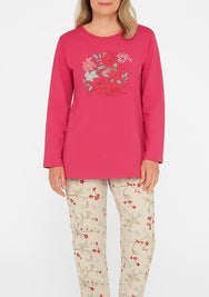 Jorn Cocks Tenderness dames pyjama Tricot lange mouw - Pink Flower
