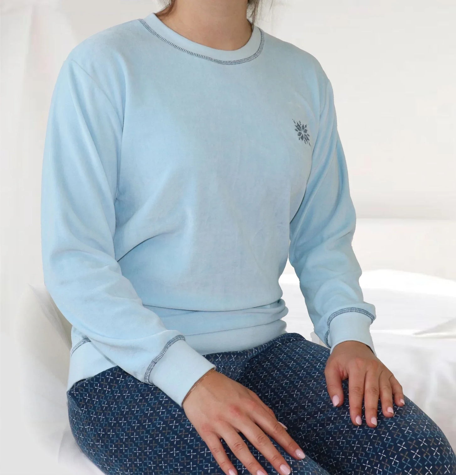 Jorn Cocks Tenderness dames pyjama Velours - Lichtblauw