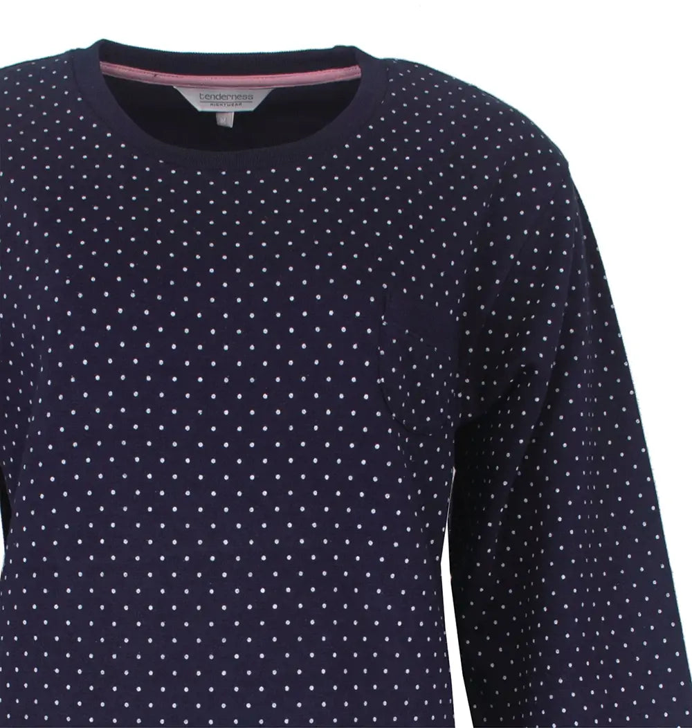 Jorn Cocks Tenderness fleece dames nachthemd lange mouw - Blue Dots