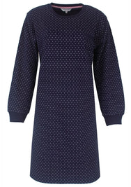 Jorn Cocks Tenderness fleece dames nachthemd lange mouw - Blue Dots
