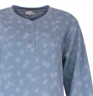 Jorn Cocks Tenderness fleece dames nachthemd lange mouw - Blue Flower
