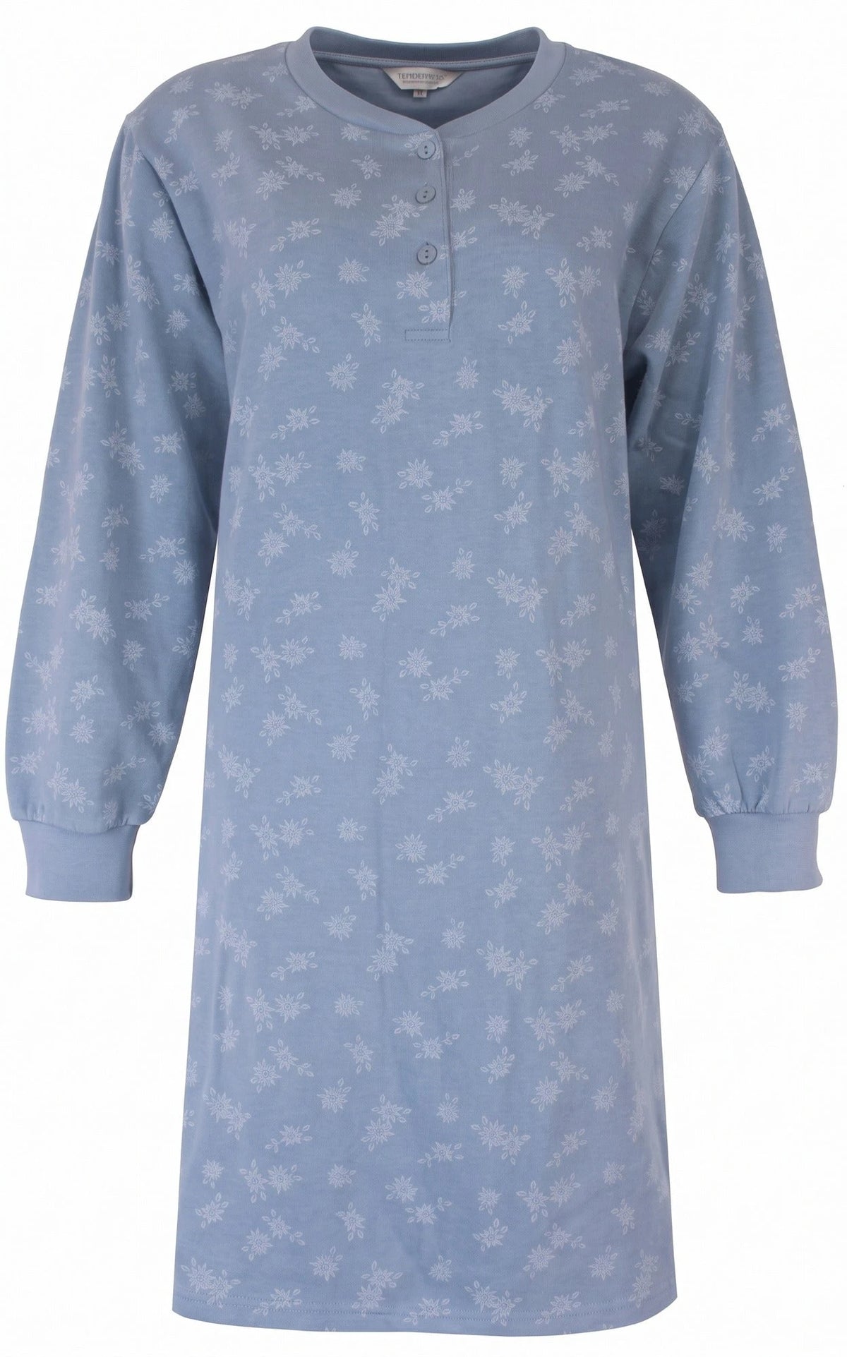 Jorn Cocks Tenderness fleece dames nachthemd lange mouw - Blue Flower