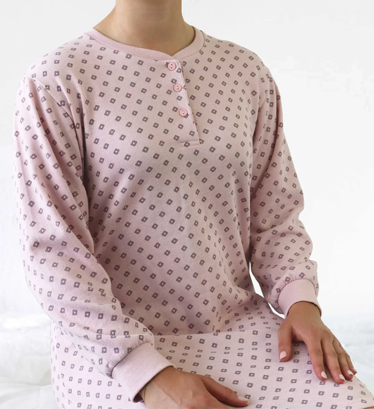 Jorn Cocks Tenderness fleece dames nachthemd lange mouw - Pink