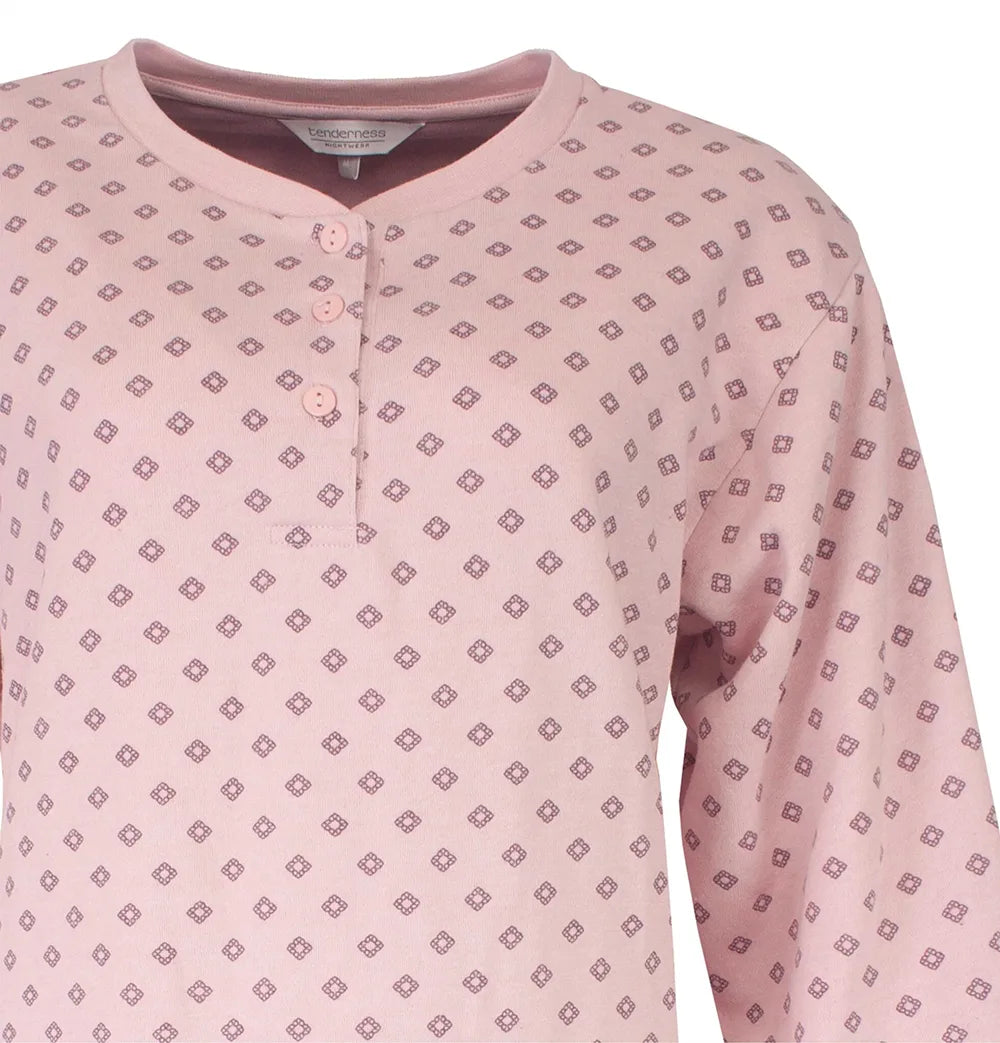 Jorn Cocks Tenderness fleece dames nachthemd lange mouw - Pink