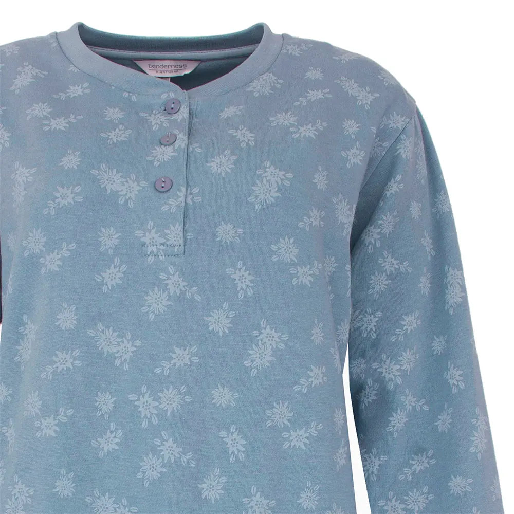 Jorn Cocks Tenderness fleece dames pyjama - Denim Blauw