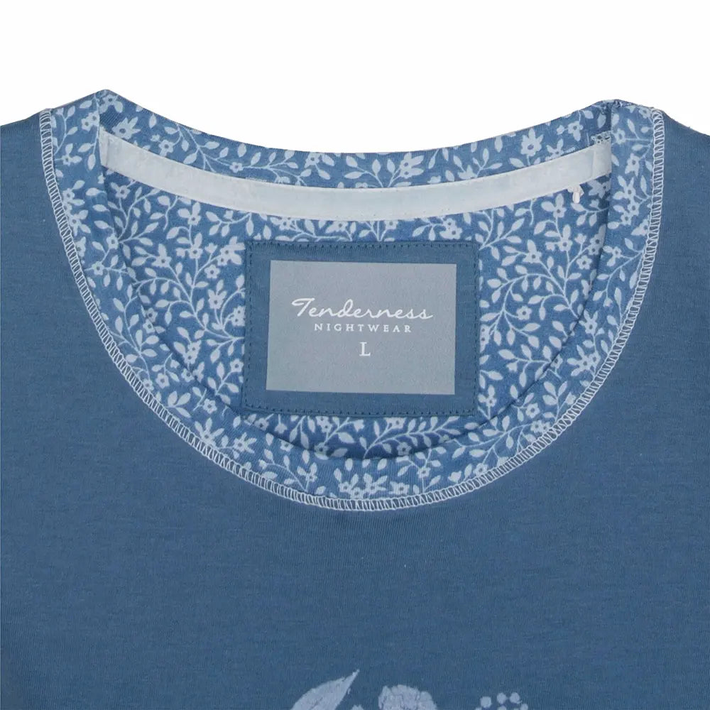 Jorn Cocks Tenderness tricot dames nachthemd lange mouw - Blue Flower