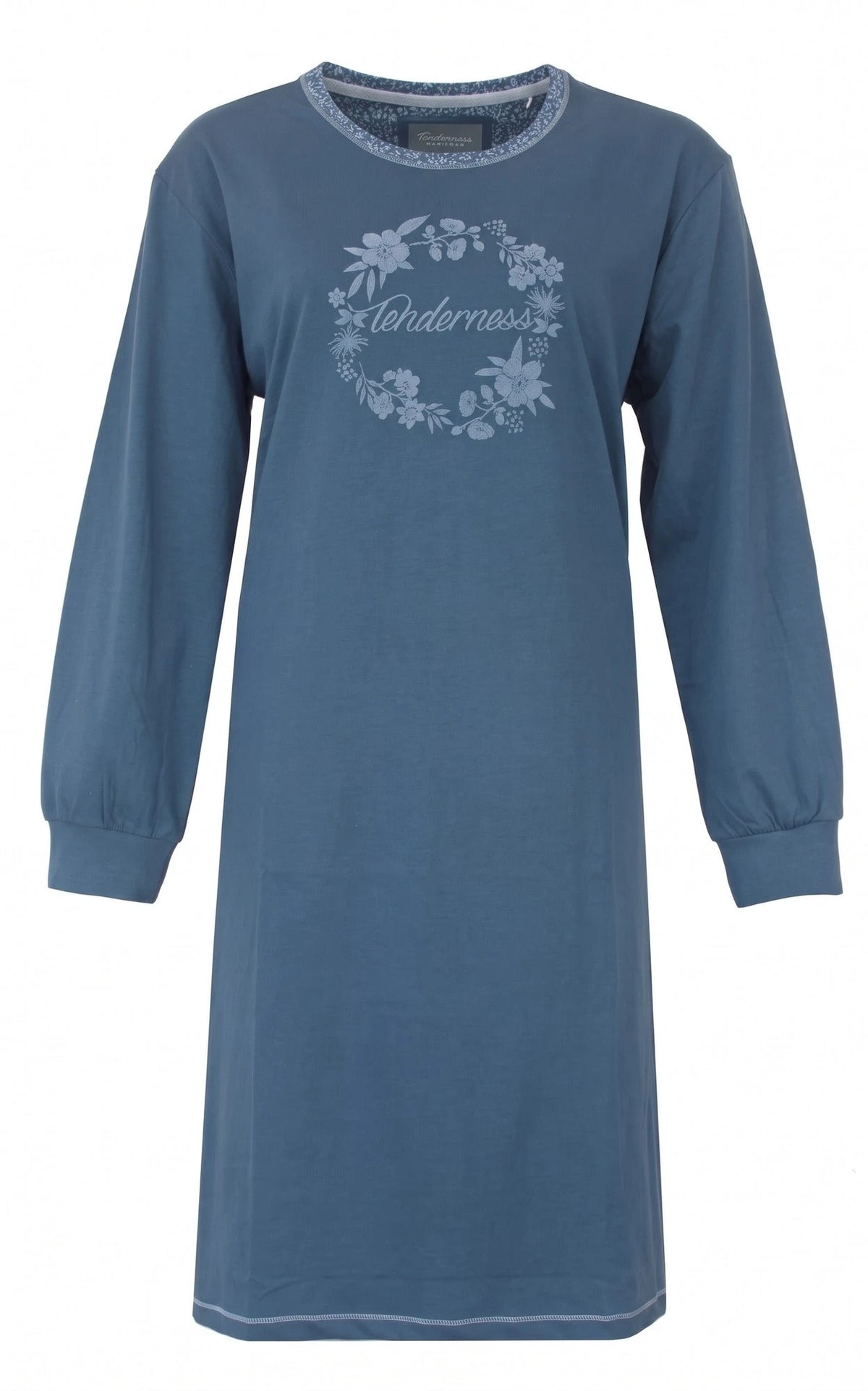 Jorn Cocks Tenderness tricot dames nachthemd lange mouw - Blue Flower