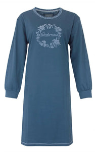 Jorn Cocks Tenderness tricot dames nachthemd lange mouw - Blue Flower