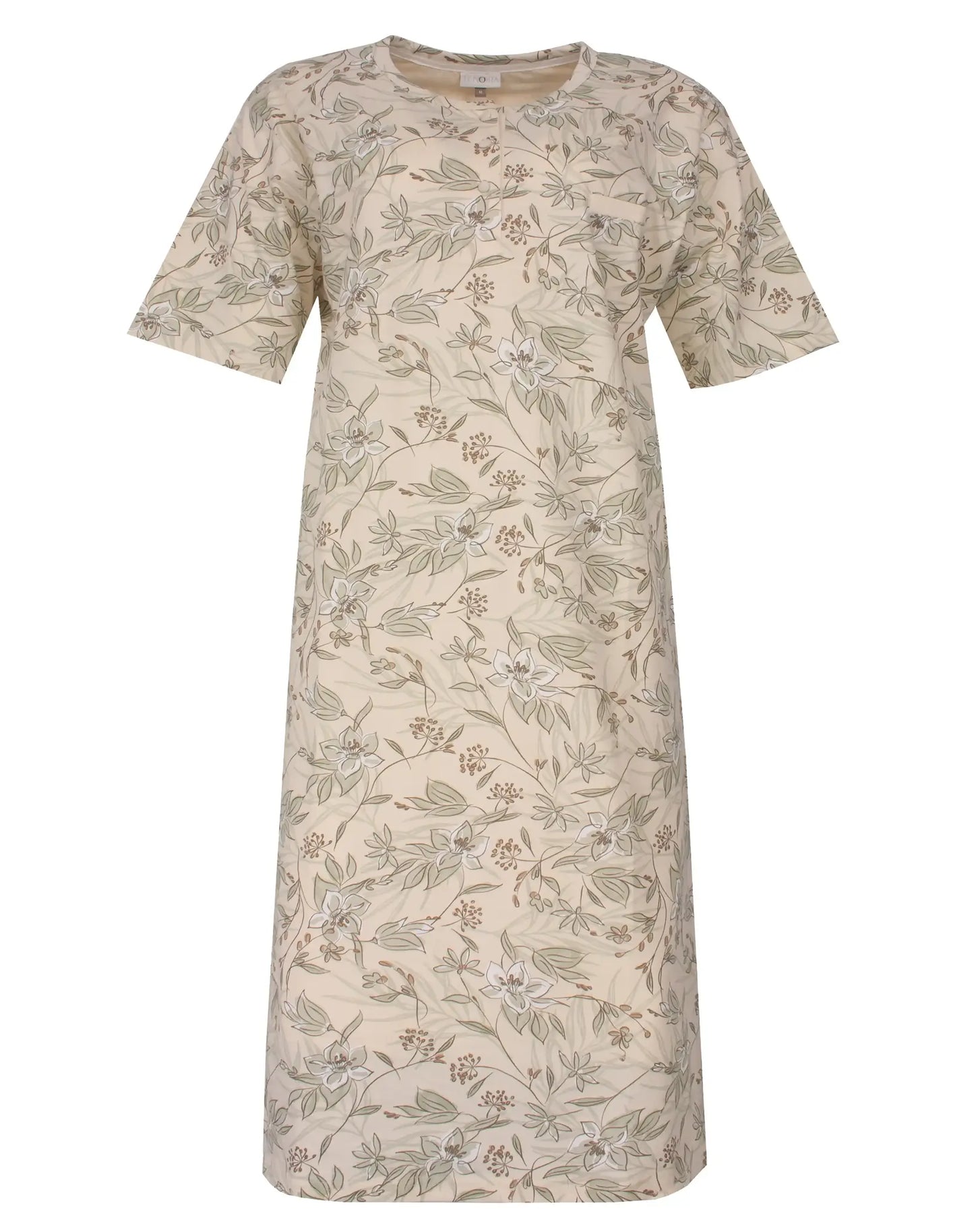 Jorn Cocks Tenora dames nachthemd knoopsluiting - korte mouw - Beige