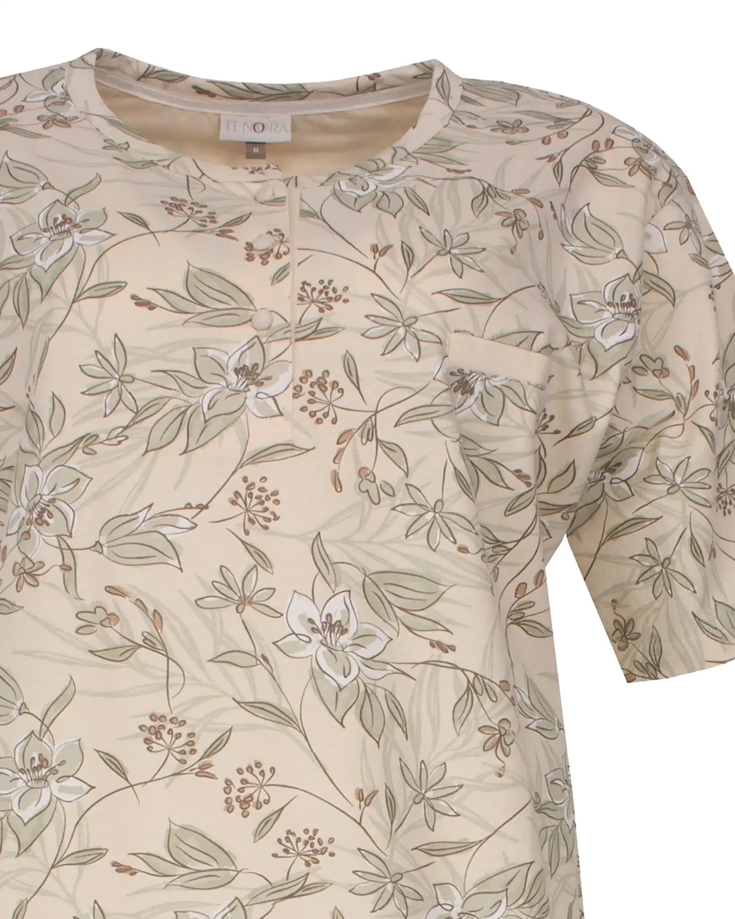 Jorn Cocks Tenora dames nachthemd knoopsluiting - korte mouw - Beige