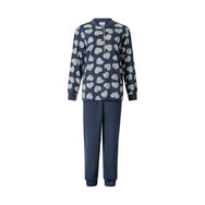 Donkerblauw | packshot | Packshot met hartjesprint, donkerblauw – Lunatex dames pyjama lange mouwen - Hartjes
