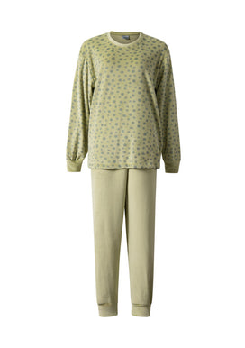 Lunatex velours dames pyjama lange mouwen - Ronde hals