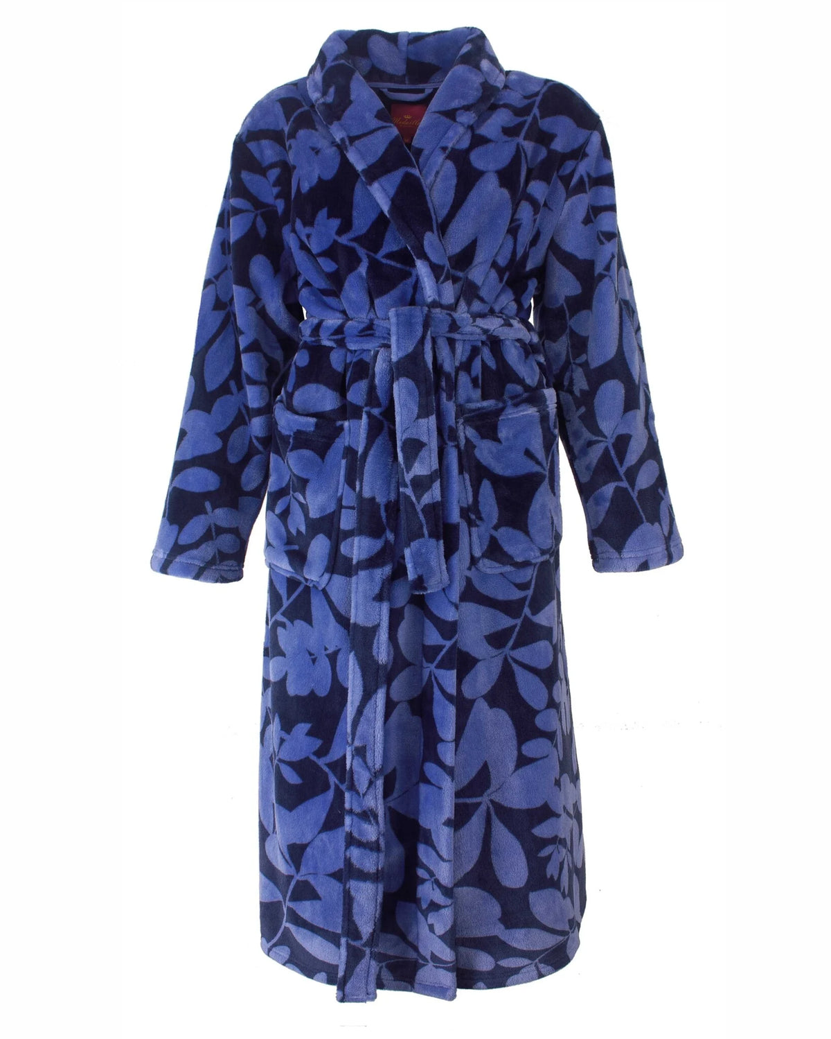 Medaillion dames badjas fleece - Dark blue flower