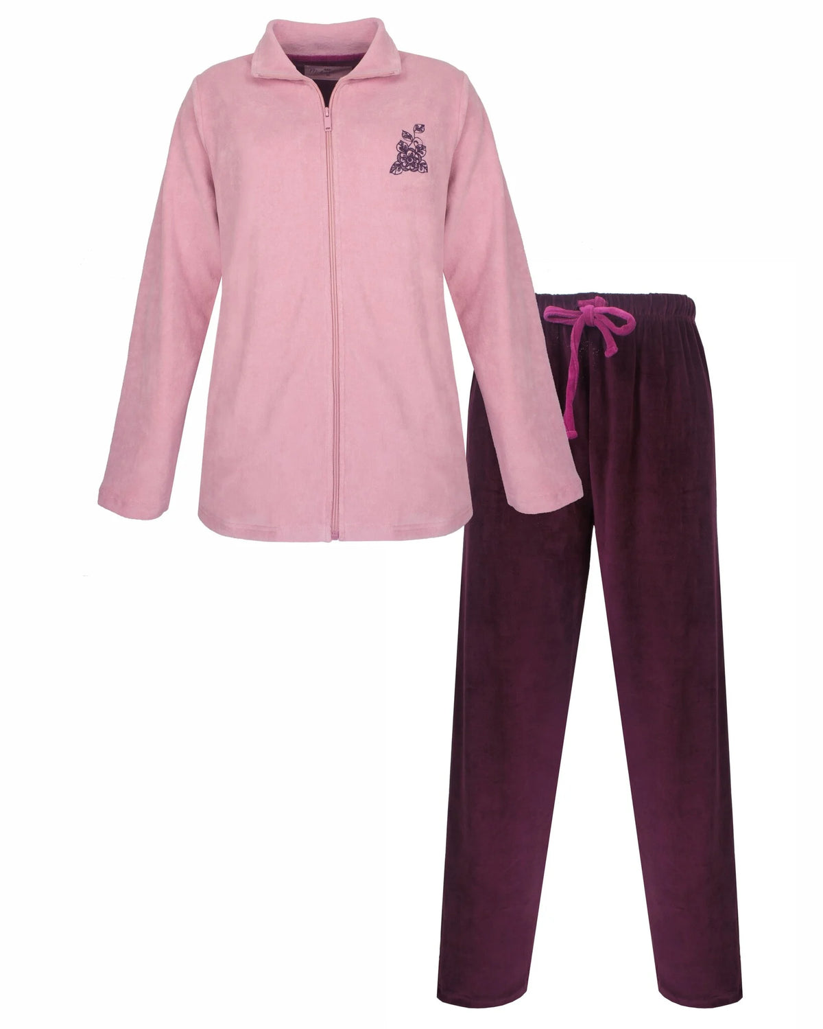 Medaillion dames huispak Velours - Roze