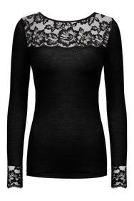 Mey Mey Wollen Thermoshirt dames lange mouw - Kant - Wool Love
