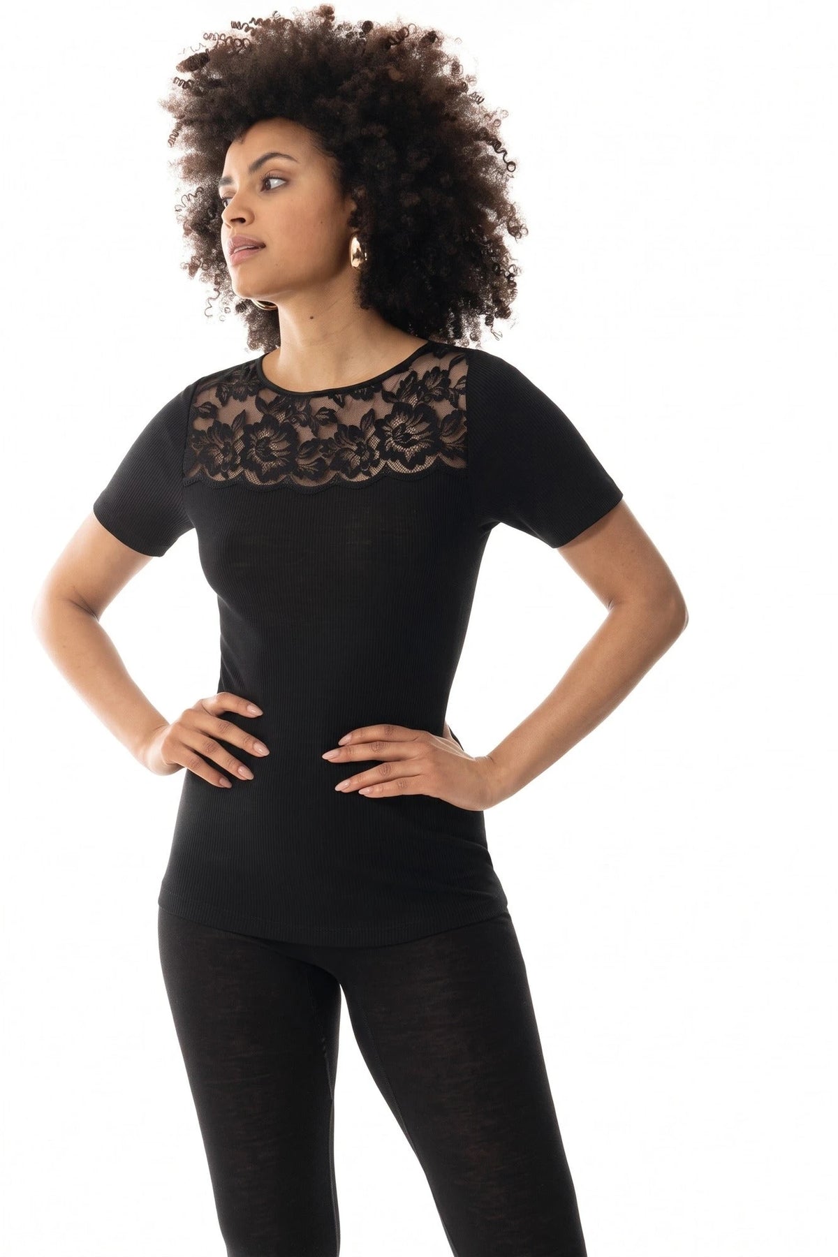 Mey Mey Wollen Thermoshirt korte mouw dames - Kant - Wool Love