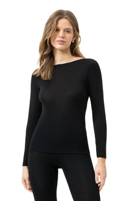 Mey dames merino wollen shirt lange mouw - lage hals