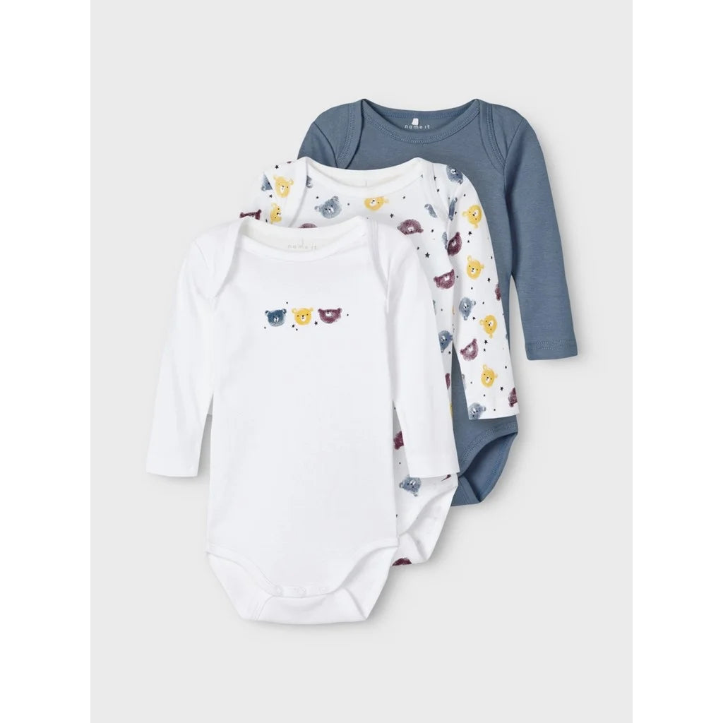 Name-It Name it 3-pack Rompertjes - Blue Bear