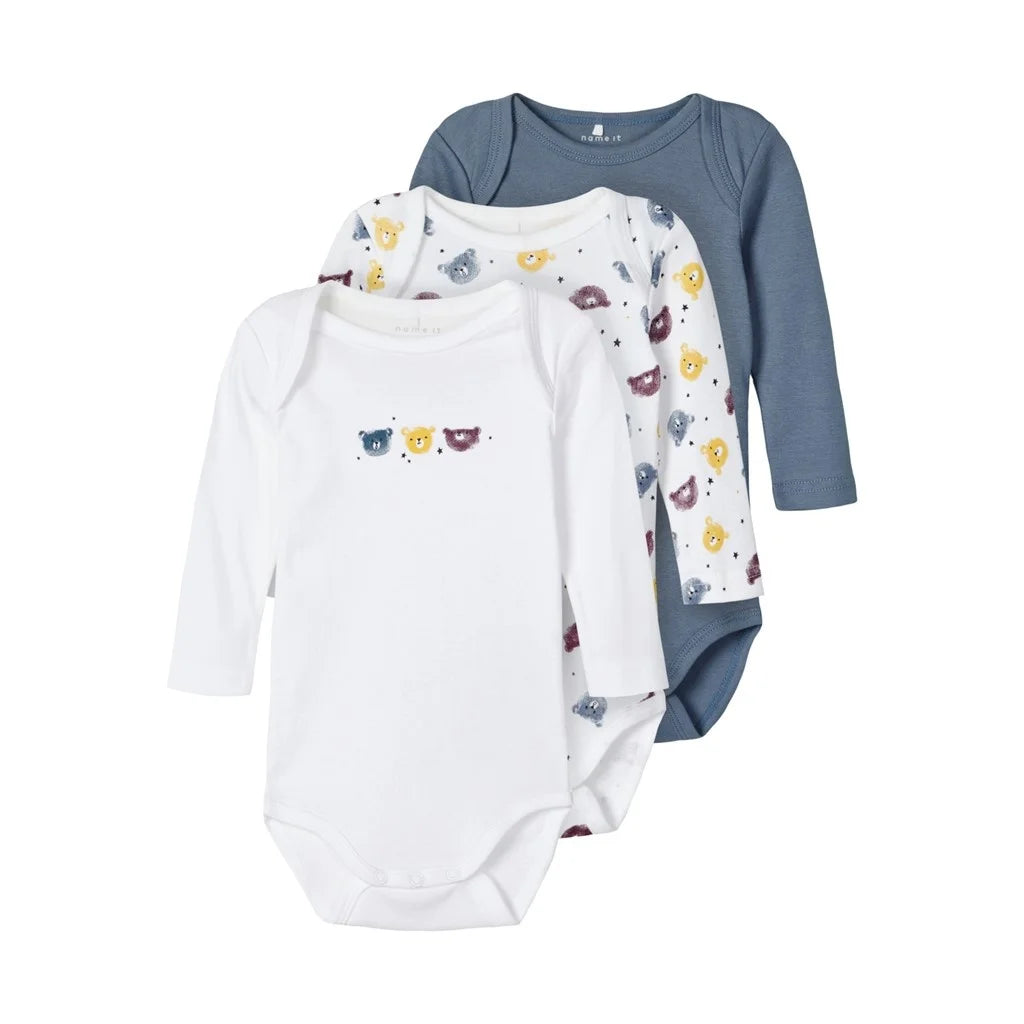 Name-It Name it  3-pack Rompertjes - Blue Bear