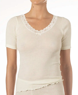 Nina von C Nina von C dames wollen T-shirt met kant