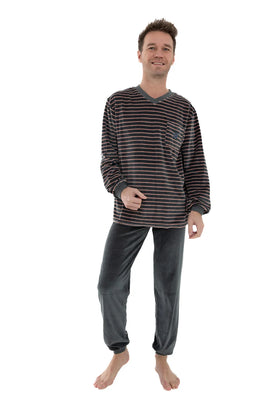 Outfitter velours heren pyjama - Streep