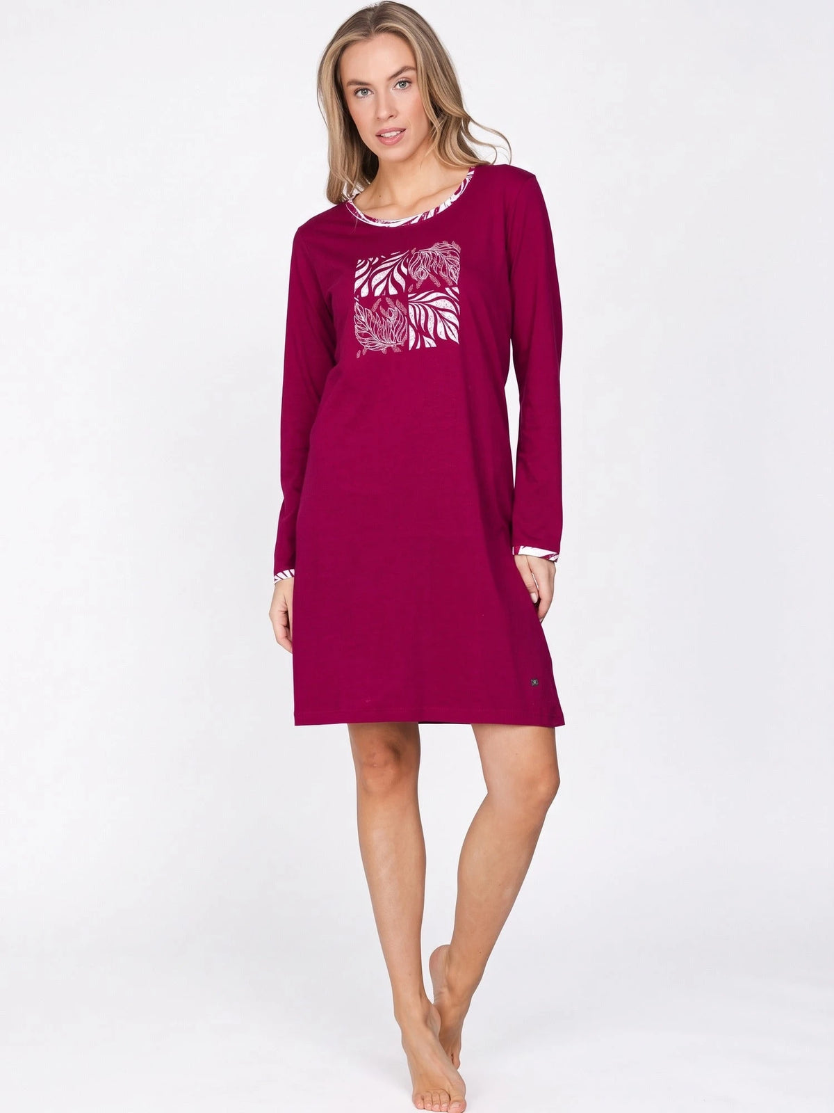 Pastunette dames nachthemd lange mouw - Leaves
