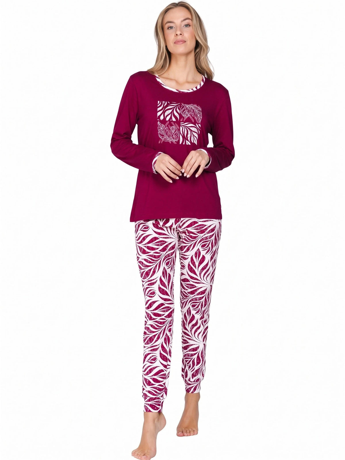 Pastunette dames katoenen pyjama lange mouwen - Red