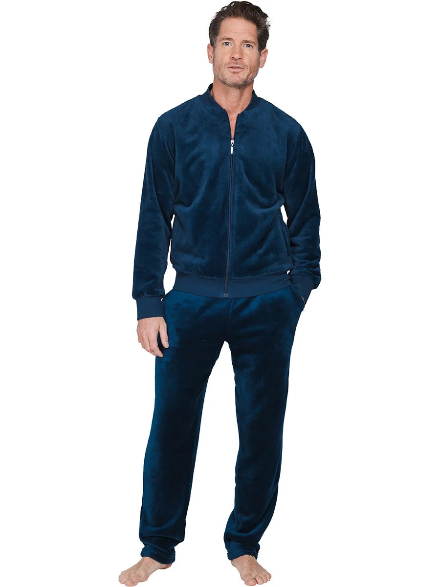 Pastunette heren Huispak Flanel Fleece - Donkerblauw