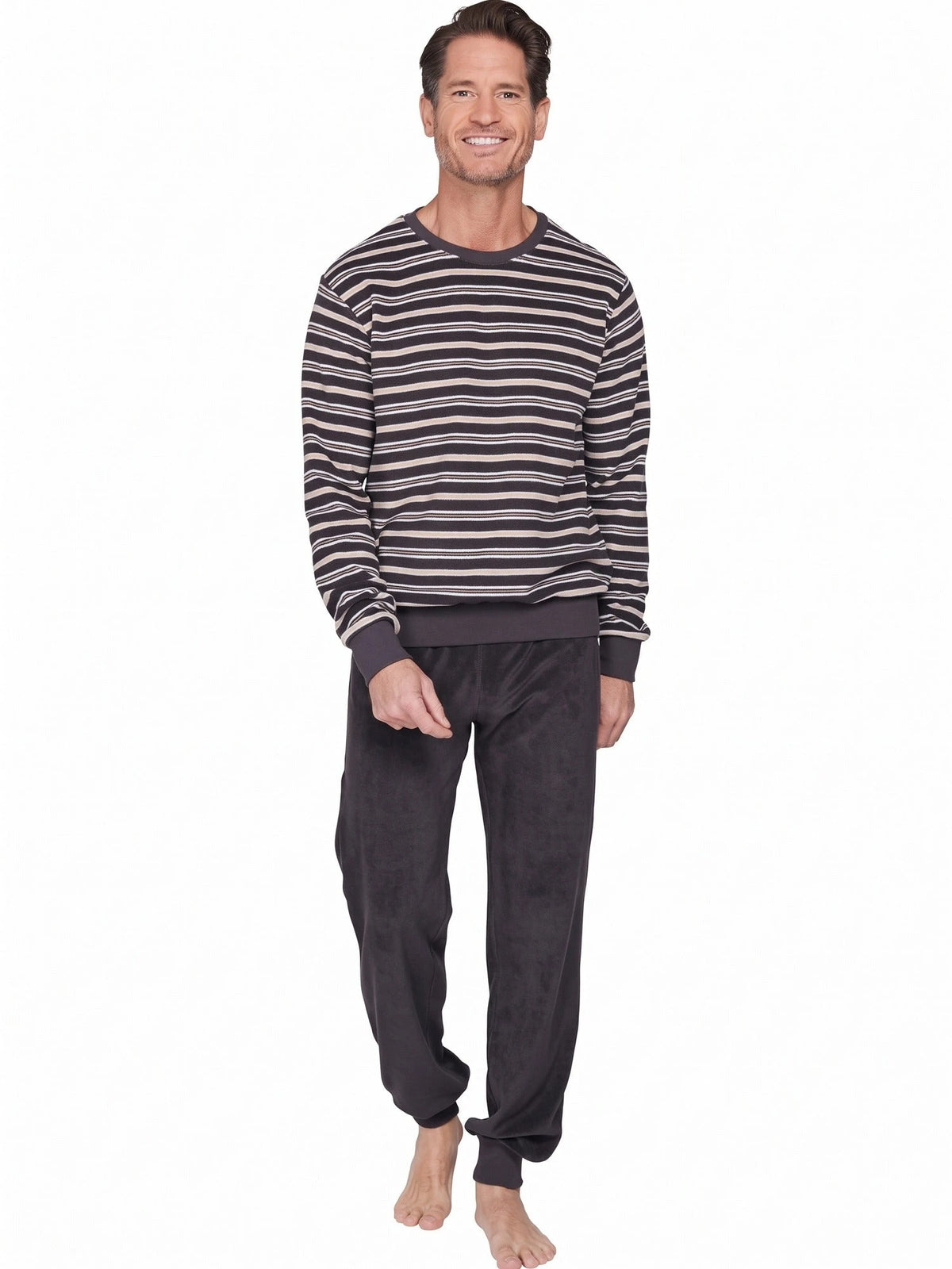 Pastunette Heren badstof pyjama met lange mouwen - Brown