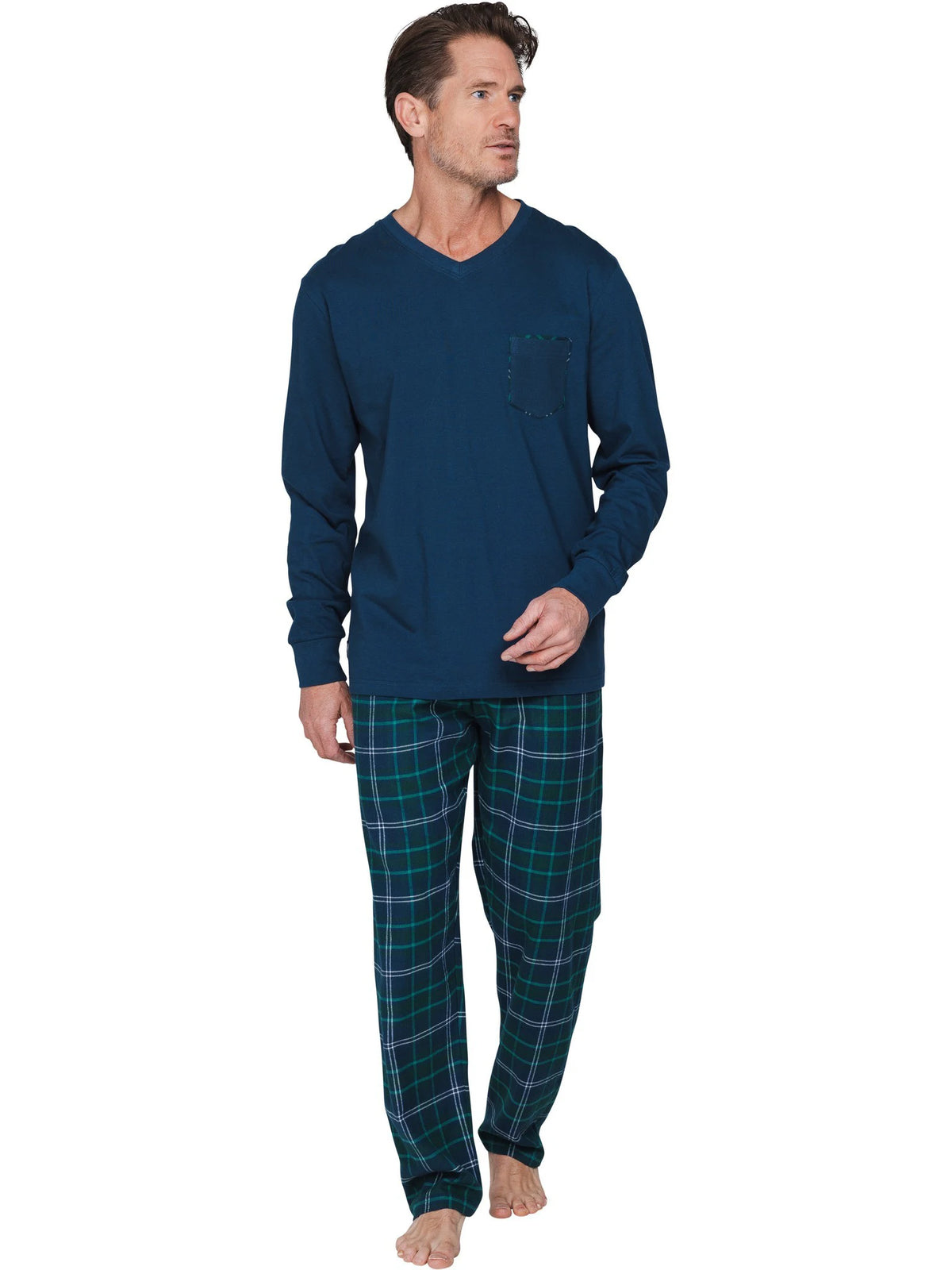 Pastunette heren pyjama met Flanellen broek - Ruit