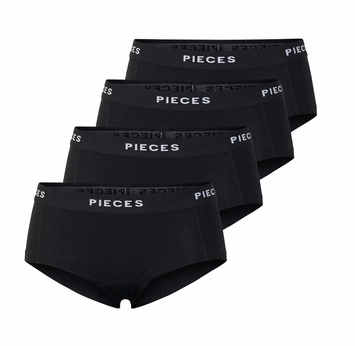 Zwart | pack | Overzicht 4-pack, zwart – Pieces 4-Pack Dames shorts - Solid