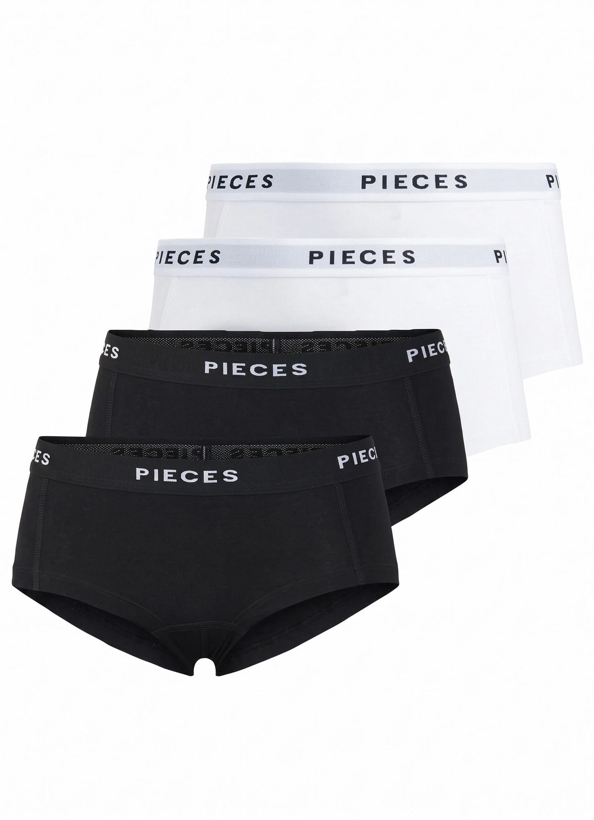 Zwart/Wit | pack | Overzicht 4-pack, zwart en wit – Pieces 4-Pack Dames shorts - Solid