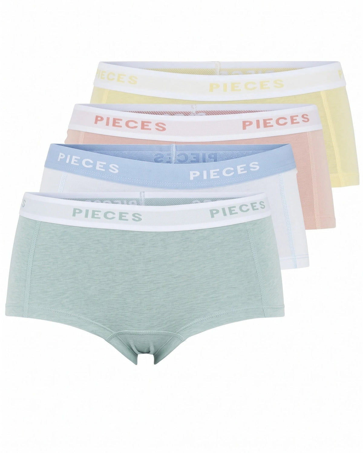 Jade | pack | Overzicht 4-pack pastel, jade – Pieces 4-Pack Dames shorts - Solid