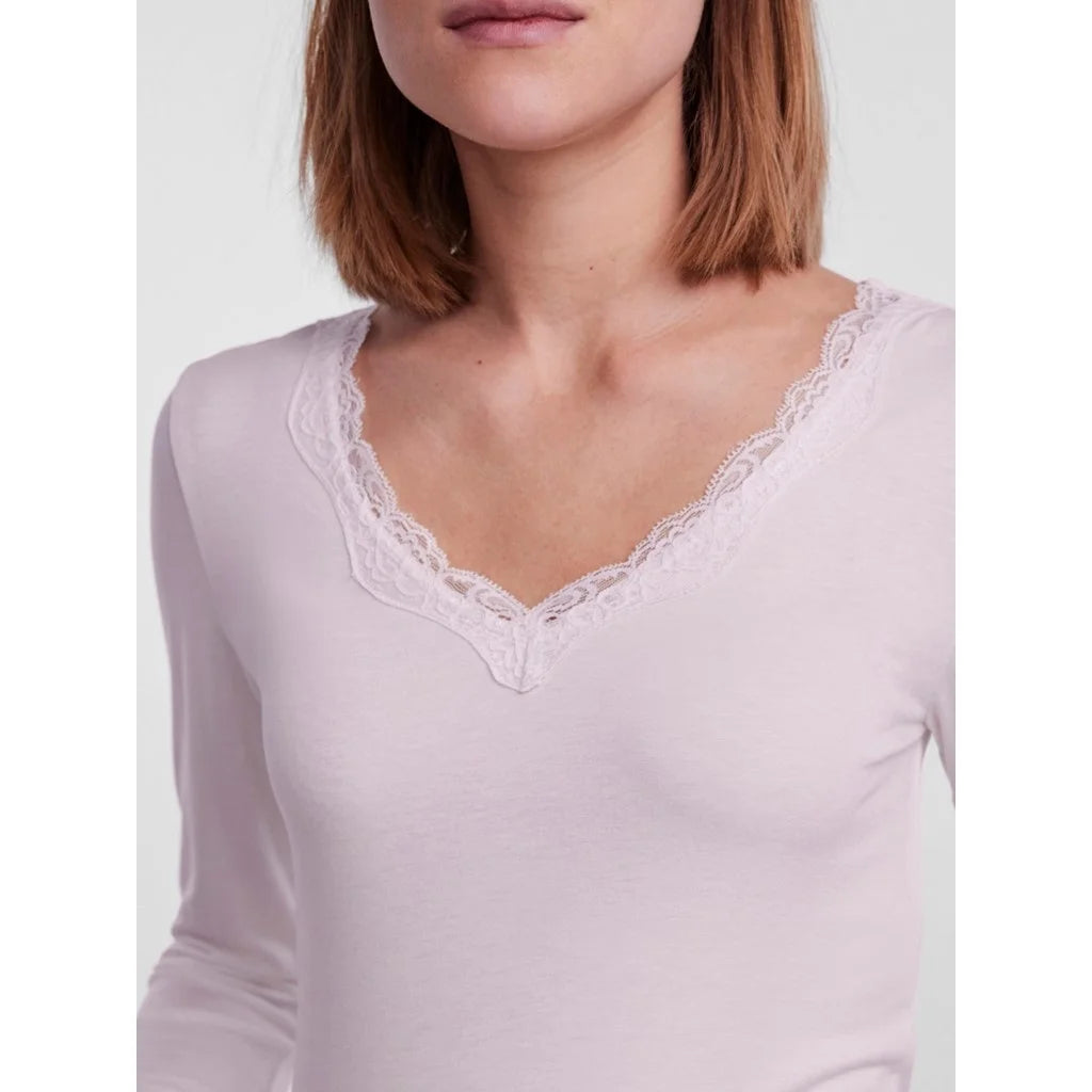 Pieces Pieces dames shirt Kant lange mouw - Barbera