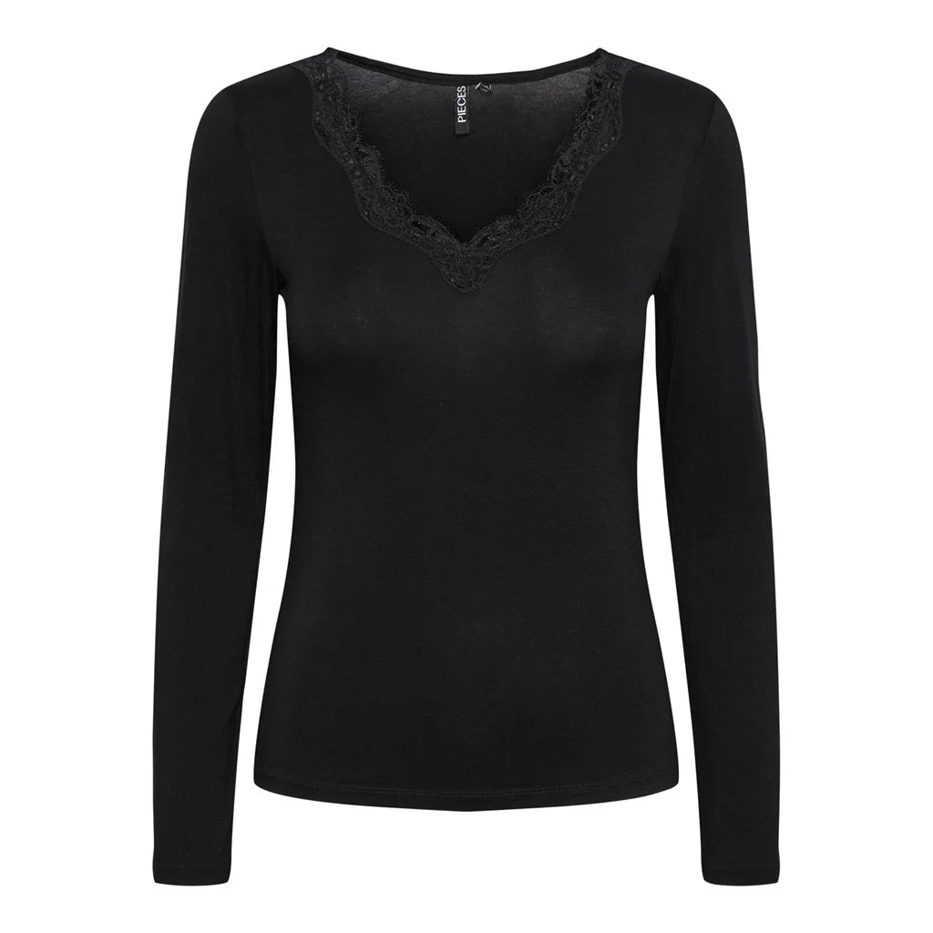Pieces Pieces dames shirt Kant lange mouw - Barbera