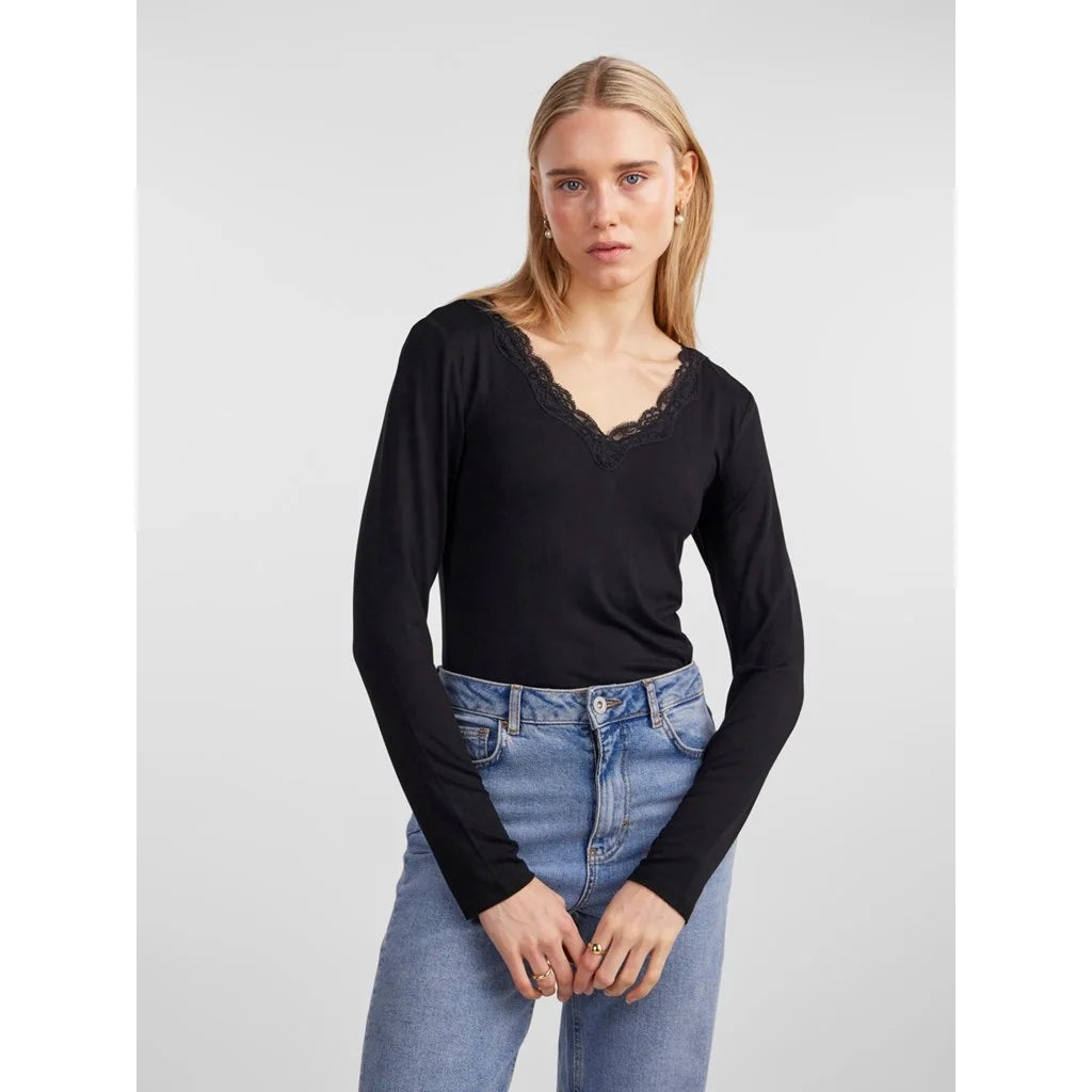 Pieces Pieces dames shirt Kant lange mouw - Barbera