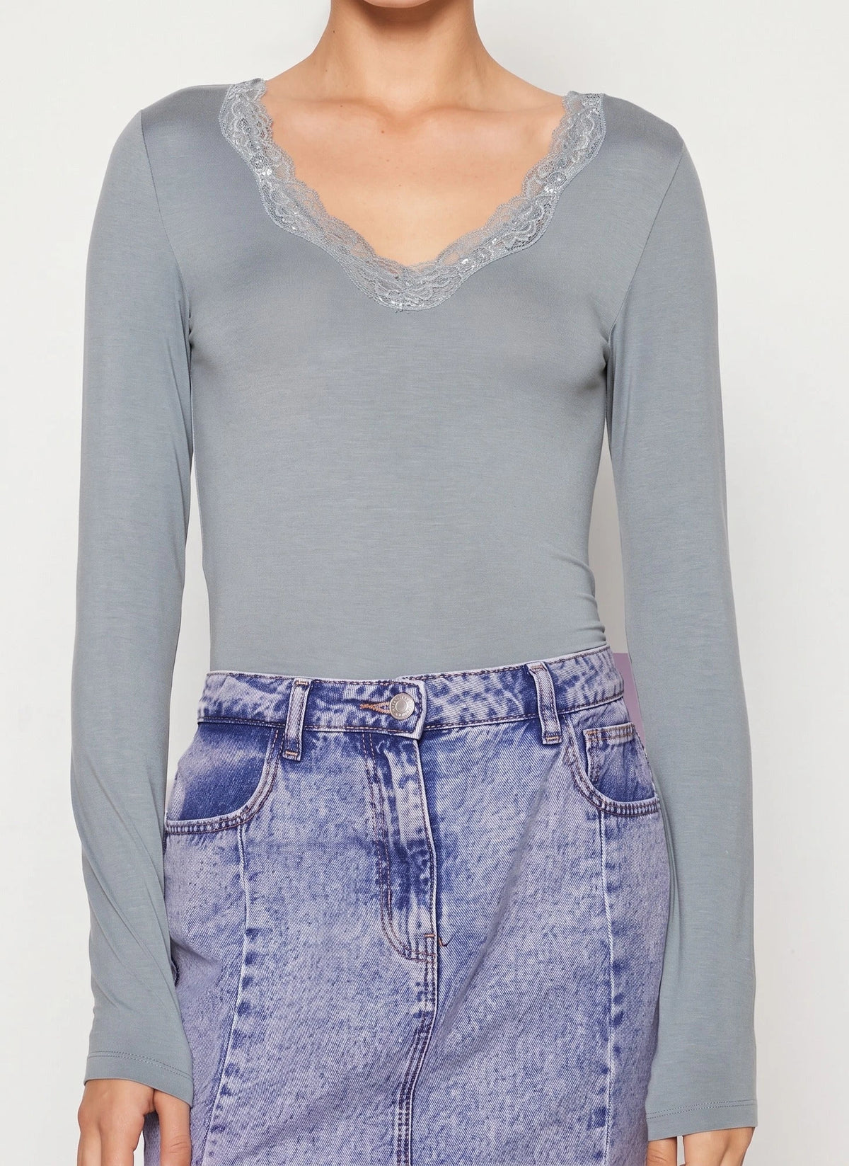 Pieces Pieces dames shirt Kant lange mouw - Barbera