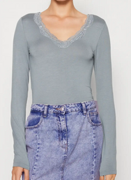 Pieces Pieces dames shirt Kant lange mouw - Barbera