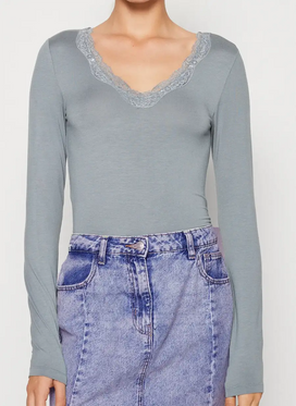 Pieces Pieces dames shirt Kant lange mouw - Barbera
