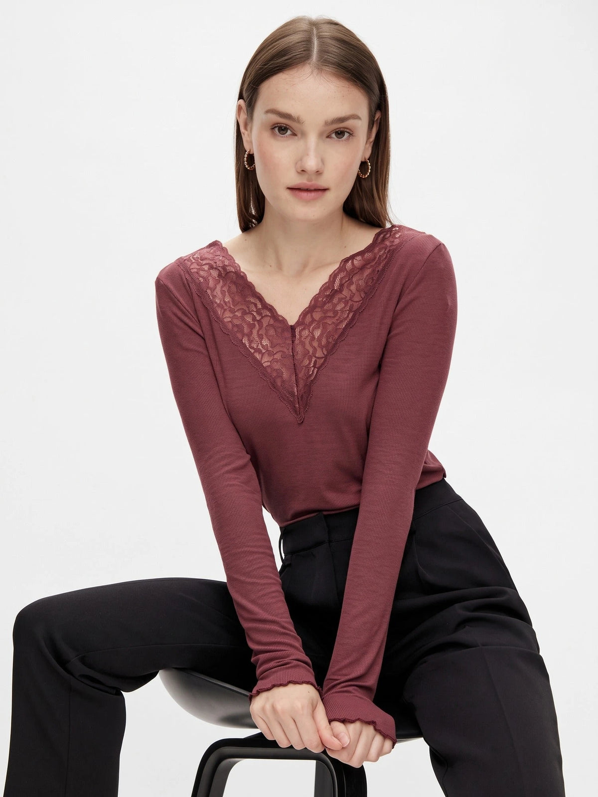 Pieces Pieces dames shirt Kant lange mouw - Siri