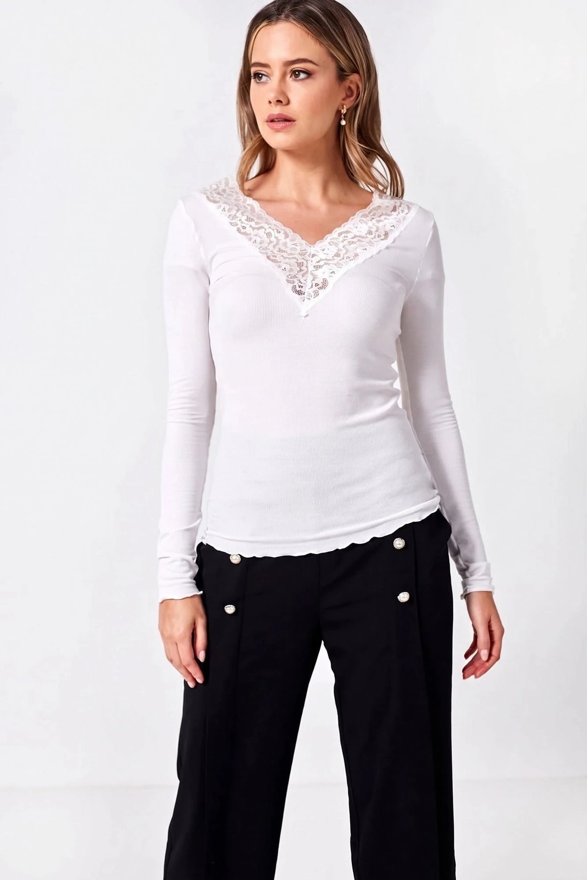 Pieces Pieces dames shirt Kant lange mouw - Siri