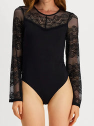 Pieces Pieces kanten body dames - Lace top Sinna - Zwart