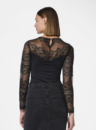 Pieces Pieces kanten body dames - Lace top Sinna - Zwart