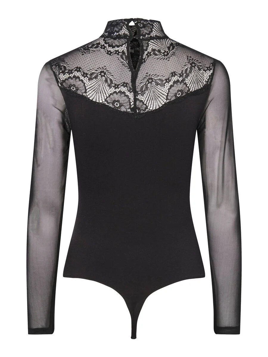 Pieces Pieces kanten body lange mouw- Naya Bodystocking
