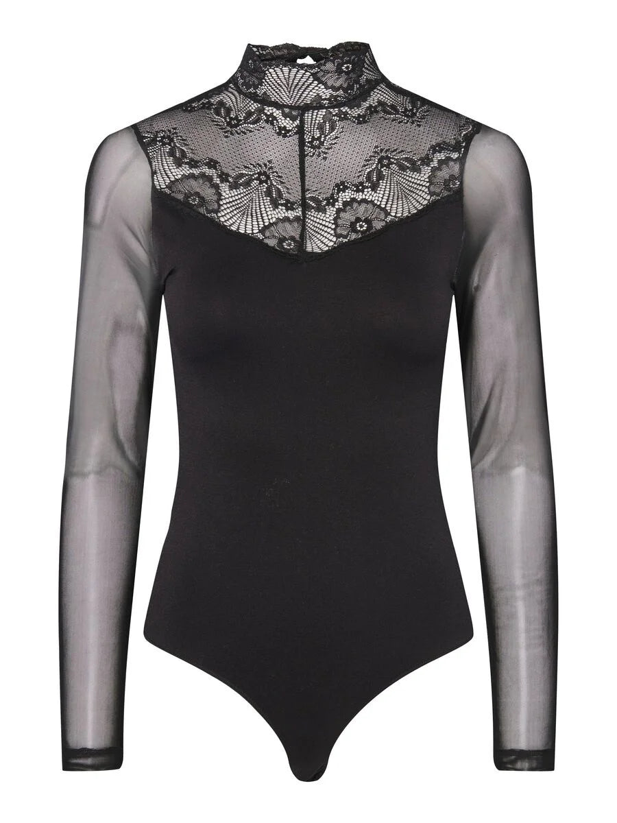 Pieces Pieces kanten body lange mouw- Naya Bodystocking